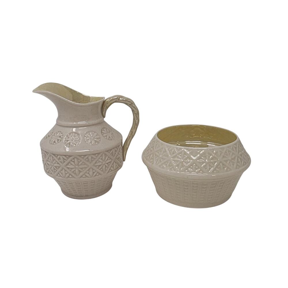 Vintage Belleek Cleary Creamer Sugar Set 4th Green Mark Irish Porcelain